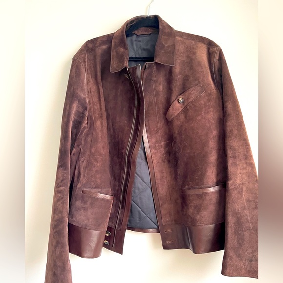 Salvatore Ferragamo brown Lather jacket  warn only twice. Looks like new.